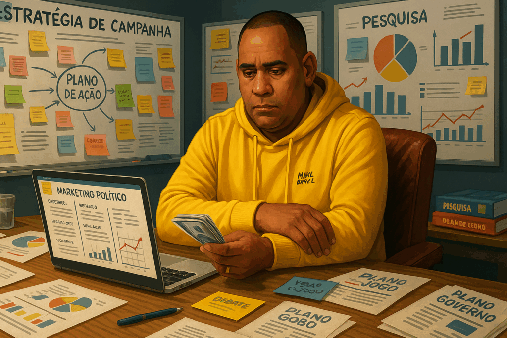 Plano de marketing político pronto com ações, cronograma e estratégia de campanha.