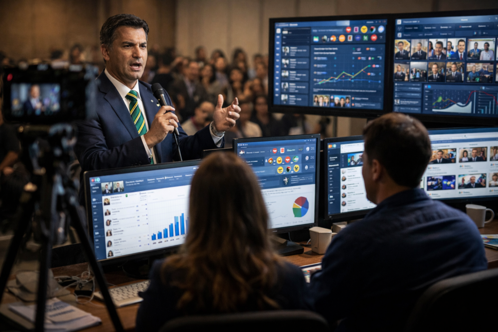 Marketing político envolve posicionamento, narrativa e gestão de percepção.